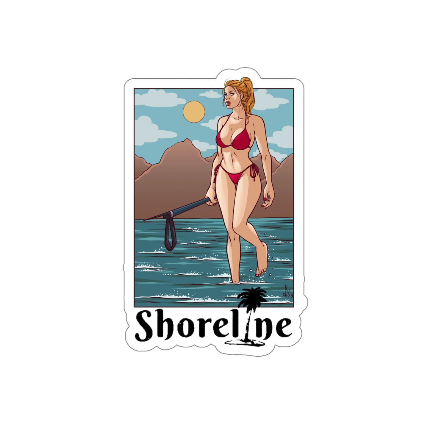 Spearfishing pin-up sticker