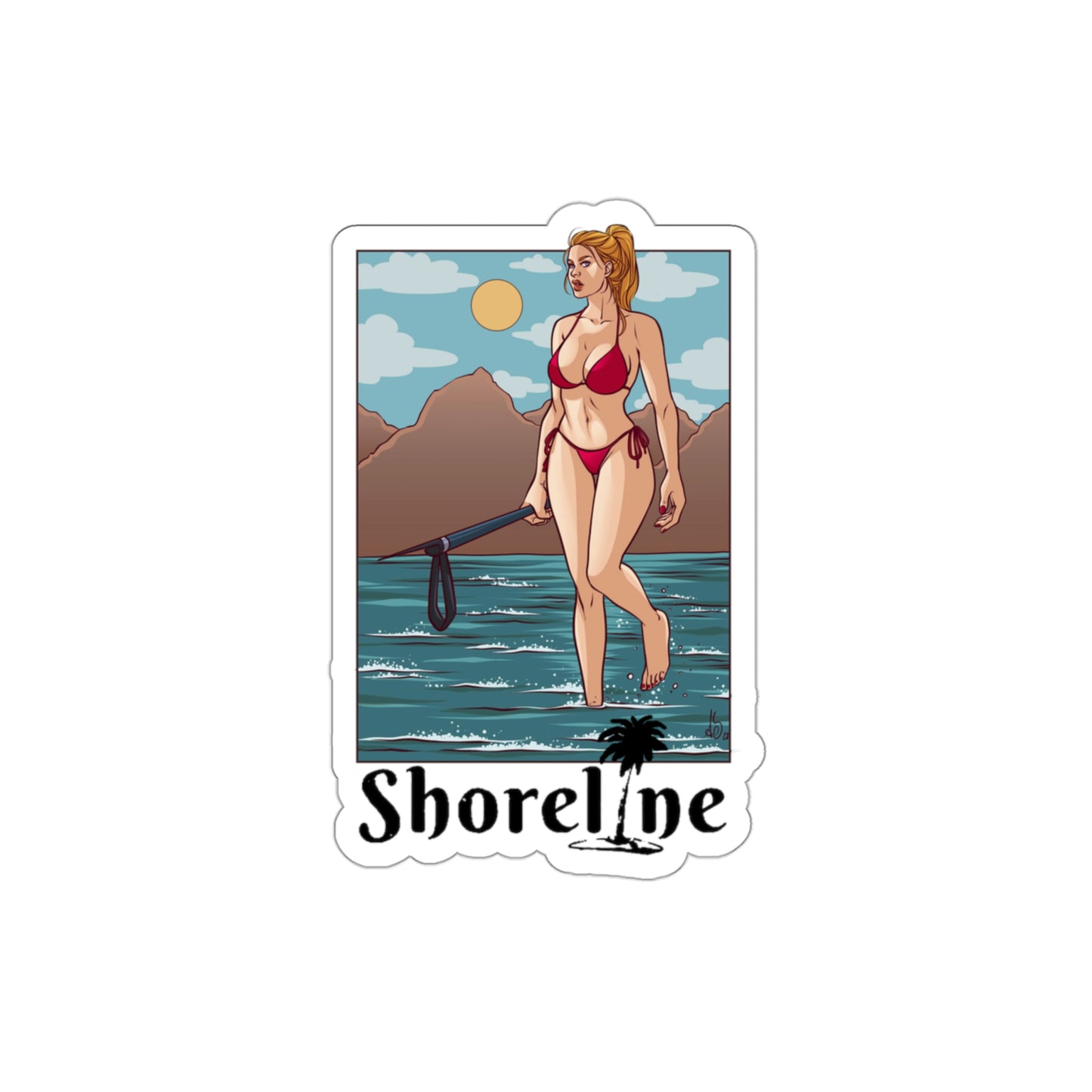 Spearfishing pin-up sticker