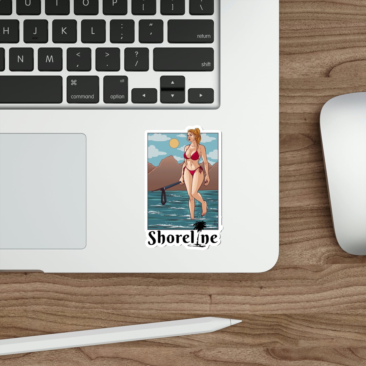 Spearfishing pin-up sticker